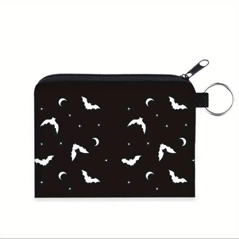 Black Bat Pattern Coin Purse Make Up Bag